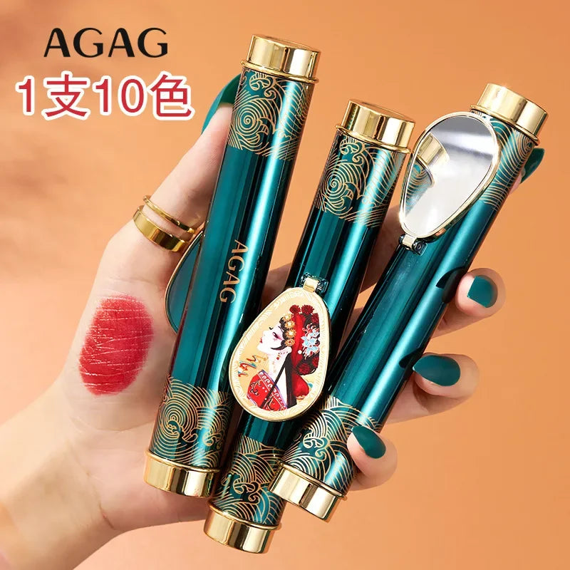 Agag Magic Ten-Color Lipstick One Ten-Color Double Tube Matte Lipstick Lip Glaze Not Easy to Makeup