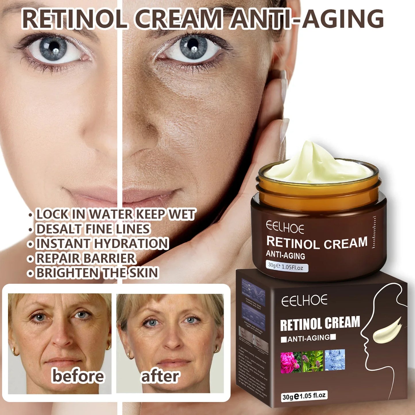 Retinol Wrinkle Removal Face Cream Anti-Aging Firming Lifting Moisturizing Brighten Fade Fine Line Korean Skin Care Cosmetics