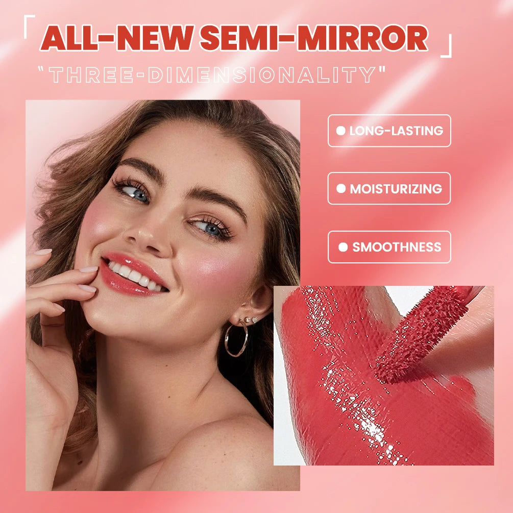 QIBEST Water Gloss Lip Glaze Moisturizing Long Lasting Sexy Red Liquid Lipstick Mirror Glossy Lip Gloss Tint Cosmetics For Women