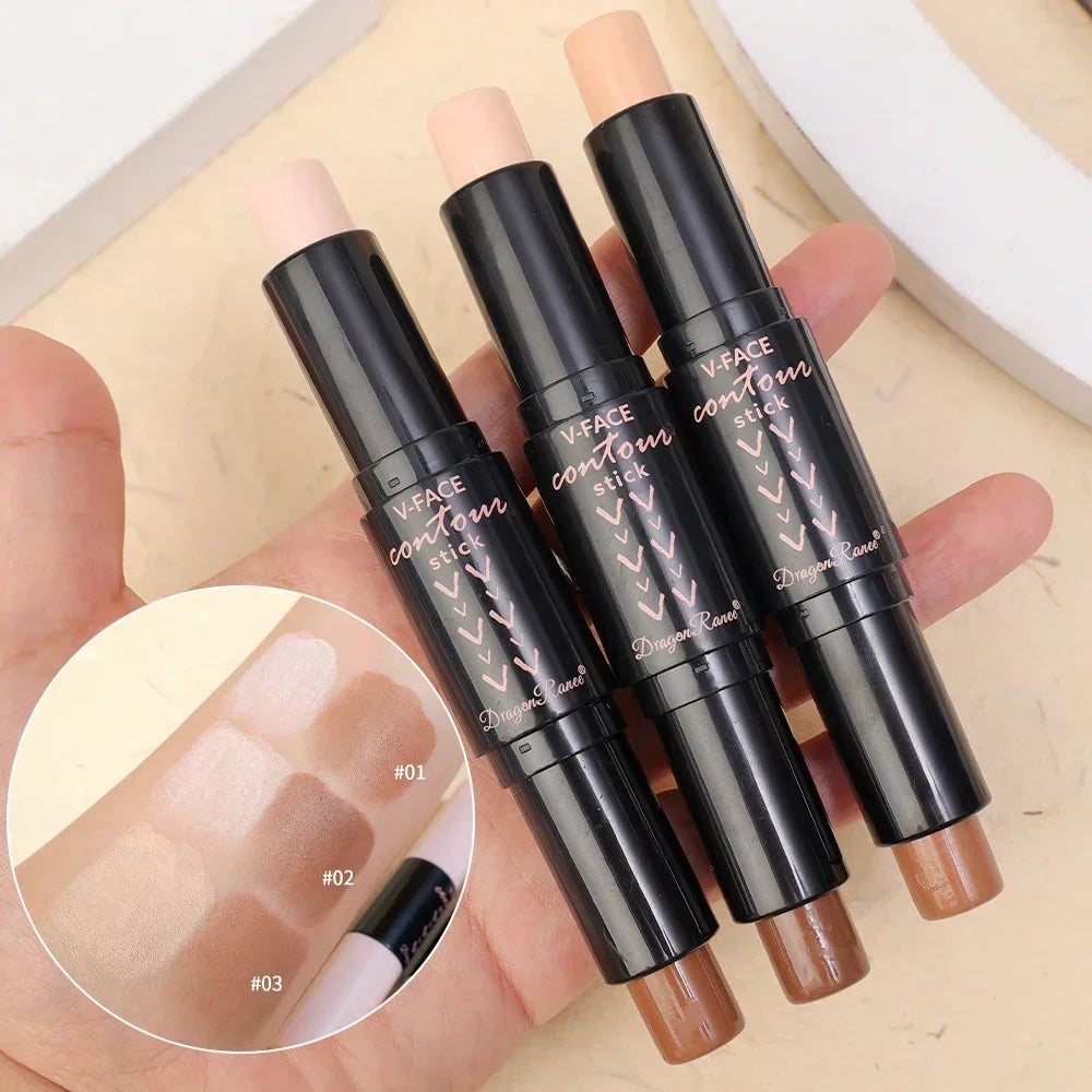 Double-ended Face Contour Concealer Stick Waterproof Oil-control Matte Natural V-face Shaping Contouring Highlight Pen Cosmetics