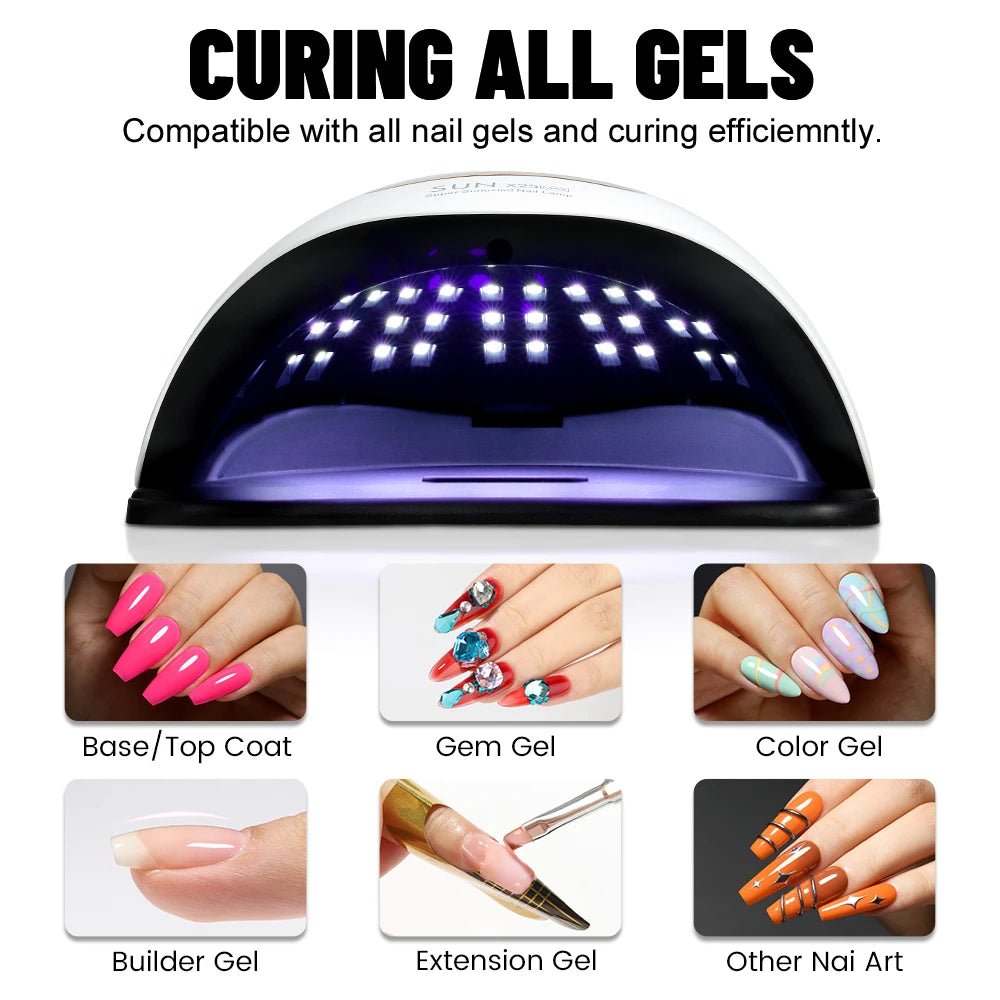 LED Nail Lamp 380W for Gel Nails Fast Curing Dryer with 81 LEDS 4 Timers Professional UV Light for Home Salon Nail Art Tools