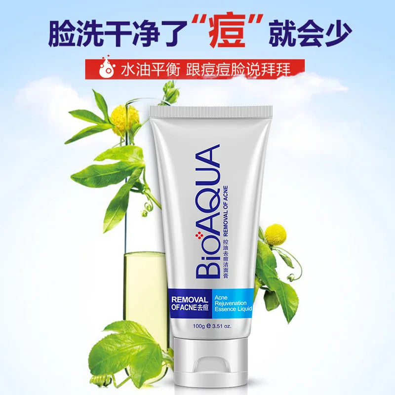 BIOAQUA Facial Cleanser Acne Treatment Face Wash Foam skincare Face Cleanser  Anti Acne Blackhead Remover Moisturizing Skin Care