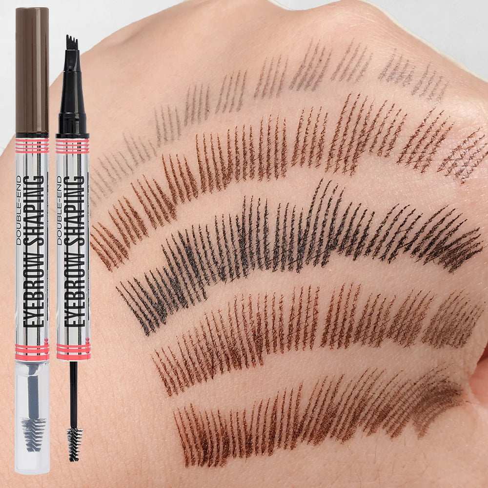 4 Point Eyebrow Pencil Double-headed Eyebrows Transparent Styling Gel Waterproof Lasting Black Brown Brow Pomade Makeup Cosmetic