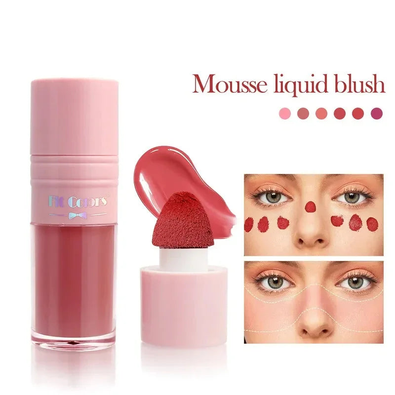 Liquid Cheek Blush Facial Nourishing Blush Gel Cream Waterproof Multi-purpose Eyes&lips Makeup Blush Stick Cosmetics with Sponge