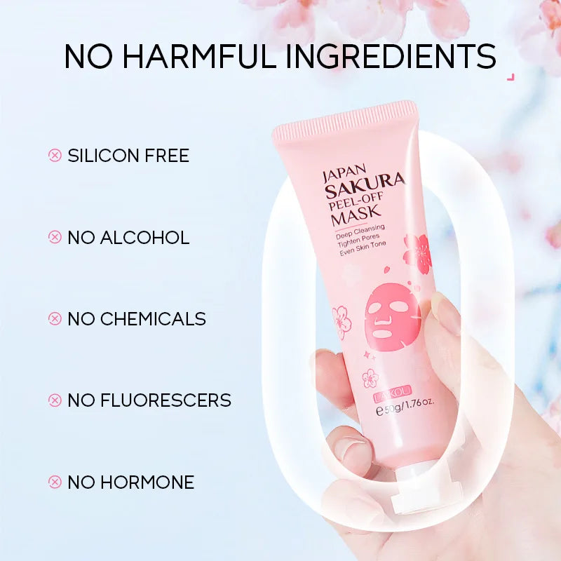 Sakura Peeling Face Mask Deep Cleansing  Firming Brightening Blackhead Removed Tear Off Mask Facial Skin Care 50g