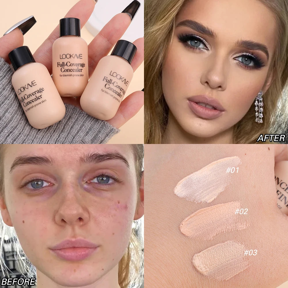 Waterproof Lasting Oil Control Concealer Cream Matte Full Coverage Acne Dark Circles Liquid Foundation Facial Makeup Cosmetics