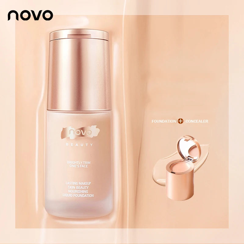 NOVO Professional new liquid foundation concealer cream 2 in 1 face base korean lasting makep