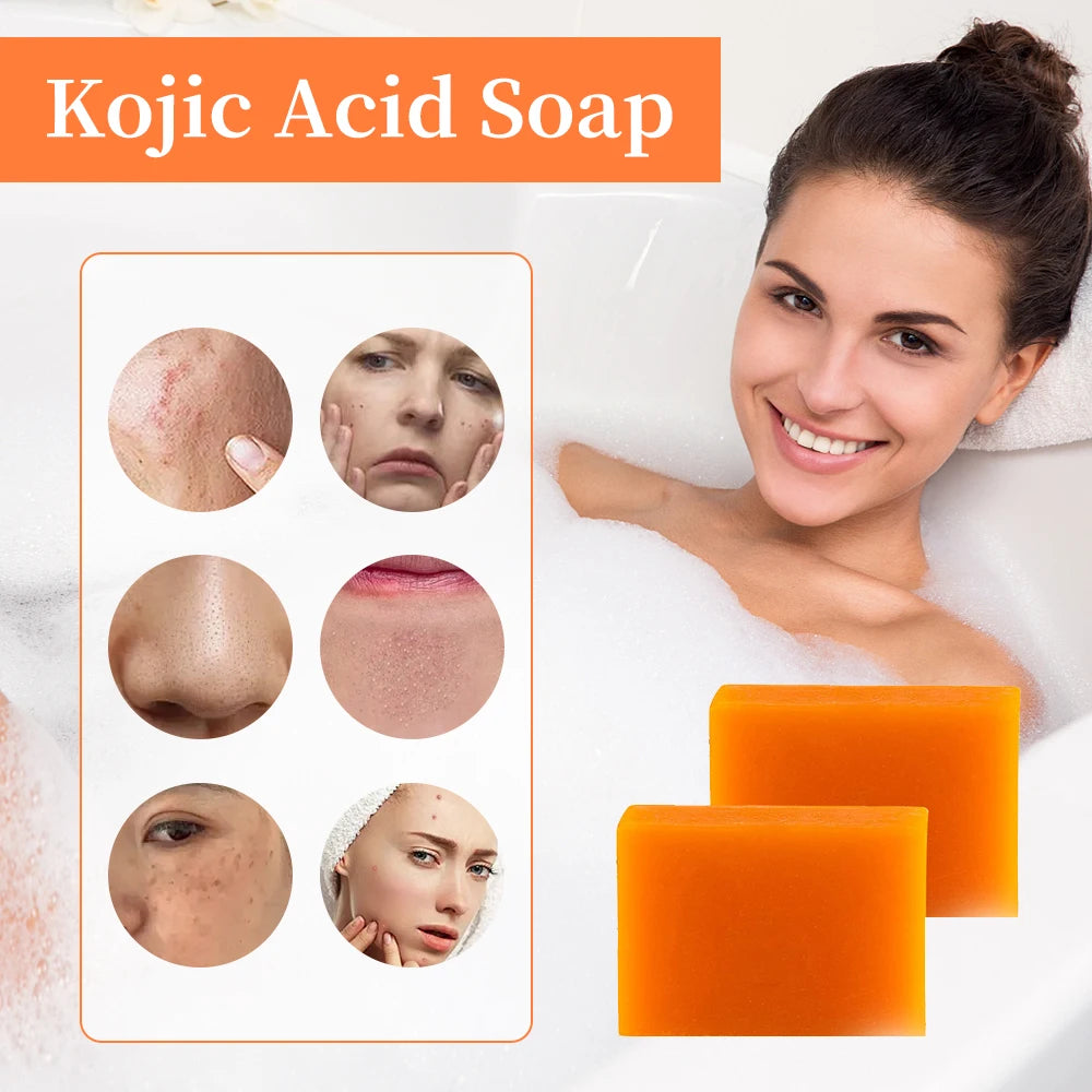 Kojic Acid Soap Kit Facial Cleaning Pores Dirt Acne Blackhead Anti-Acne Remove Deep Cleaning Oil Control Whitening Skin