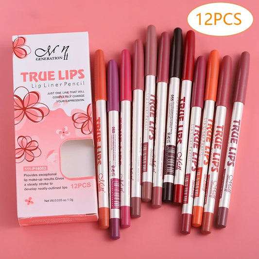 6/12Pcs/set Cosmetic Professional Wood Lipliner Waterproof Lady Charming Lip Liner Soft Pencil Contour Makeup Lipstick Tool