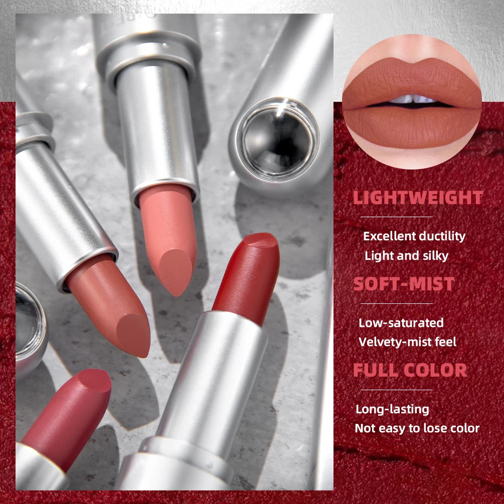 Lipsticks Nude Matte Lipstick Long Lasting Moisturising Makeup Sexy Red Lipgloss Tint Lips Cosmetics