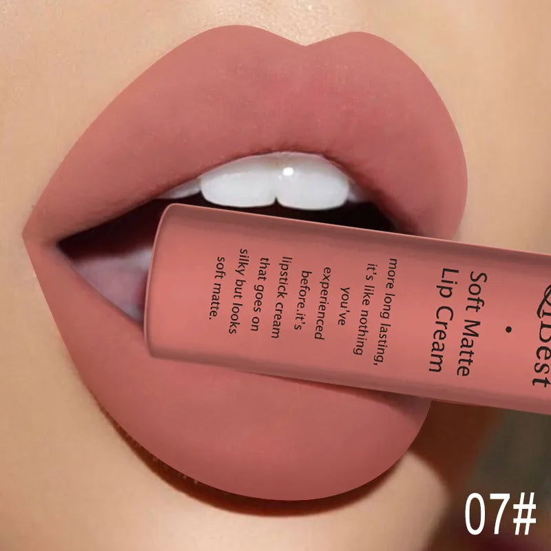 New Velvet Matte Lip Gloss Sexy Dark Red Moisturizing Liquid Lipstick Waterproof Long Lasting Non-stick Cup Lips Pigments Makeup