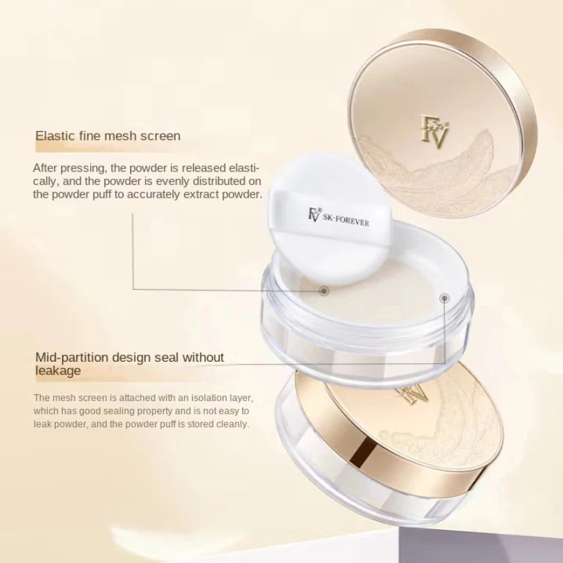 FV Loose Powder with Puff Mineral Waterproof Matte Setting Powder Finish Makeup Oil-control Professional Cosmetics for Women