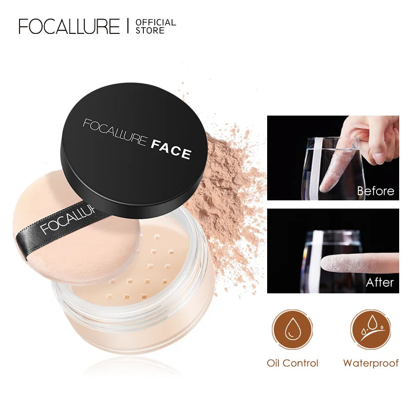 FOCALLURE Face Powder Waterproof Long-lasting 9 Colors Oil-control Matte Translucent Makeup Setting Powder Women Cosmetics