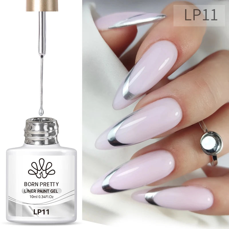 BORN PRETTY Gold Liner Paintin gel nails polish 10ml for Design Stripe Line French Nails Super bright Drawing Graffiti Paint Gel