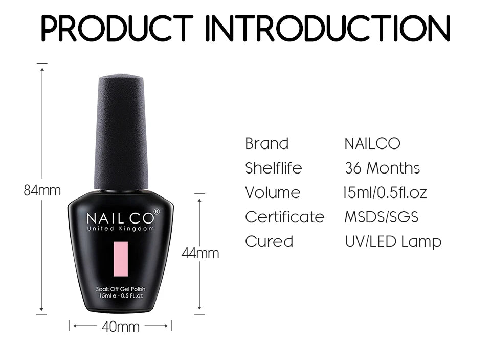 NAILCO 15ml 4pcs/Set Colors Gel Nail Polish UV Glitter Gel Nail Polish Kit Nail Lakiery Esmalte Paint LED Nail Art Design Vernis