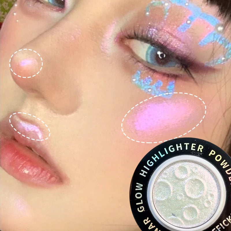 Monochrome Glitter Highlighter Powder Palette Lasting Polarized Shimmer Contour Illuminator Brighten Highlight Makeup Cosmetics