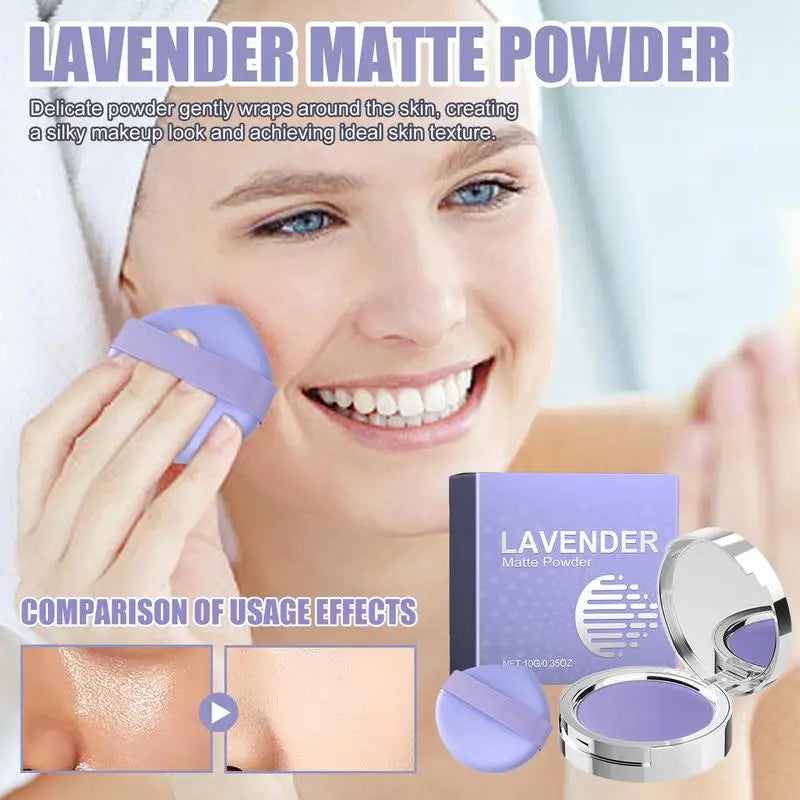 Lavender Makeup Powder With Puff Oil Control Setting Powder For Smooth And Even Complexion Blurring Effect Soft Matte Powder