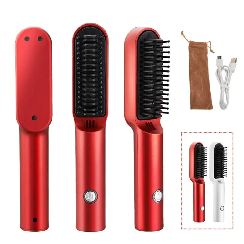 Electric Hot Comb Multifunctional Straight Hair Straightener Comb Professional Straightener Brush with Anti Scald Design