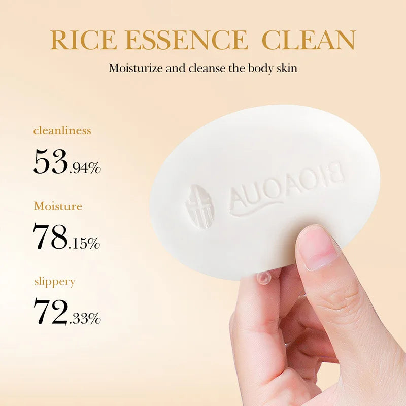 Rice Handmade Soap 100g Face Cleansing Deep Cleansing Mite Removal Acne Soap Moisturizer Whitening Brightening Body Bath Soap