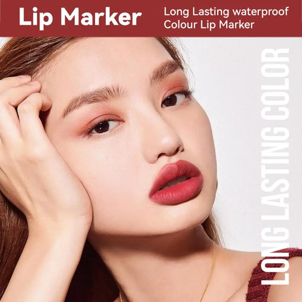 Matte Lip Liner Marker Pen Waterproof Long Lasting Hydrating Highly Pigmented Lip Makeup Pen For Women Girls 3ml