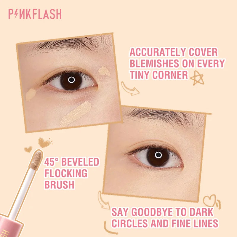 PINKFLASH Matte Breathable Liquid Concealer Waterproof Oil Control Lightweight High Coverage Face Foundation Makeup Cosmetics