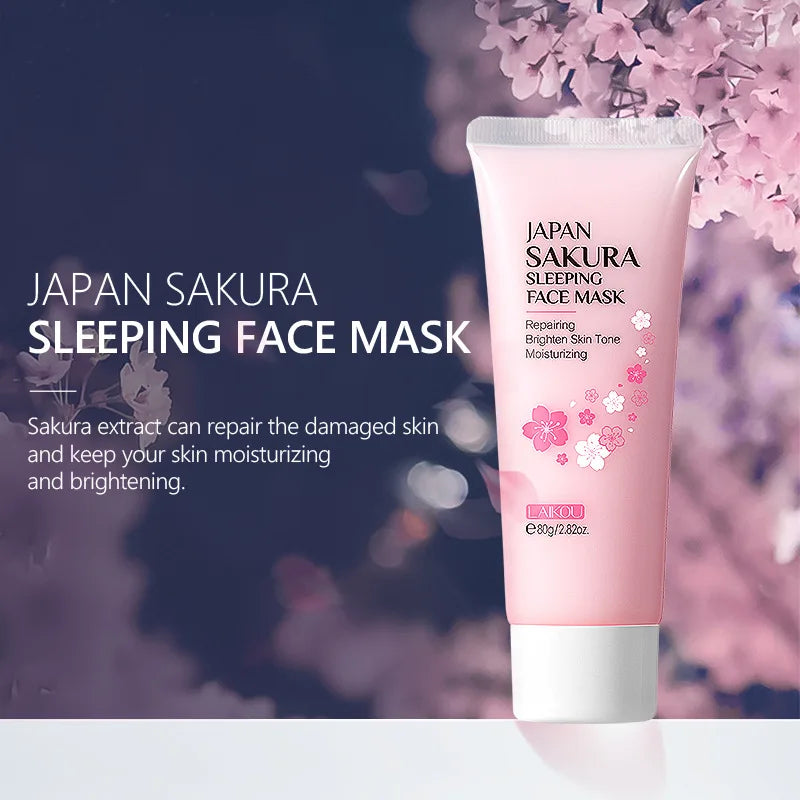 Japan Sakura Sleeping Face Mask Moisturizing Nourishing Good Night Facial Mask No Washing Hydrating Skin Care Products