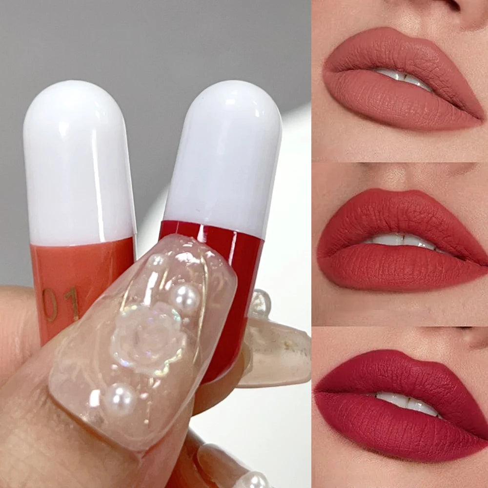 18-color Capsule Lipstick Set Waterproof Non-stick Cup Solid Lip Gloss Mini Long Lasting Matte Nude Lipstick Women Lips Makeup