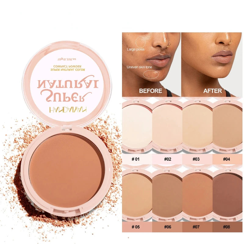 8 Color Matte Face Pressed Powder 24 Hours Oil Control Natural Setting Powder Foundation Full Coverage Waterproof Lasting Makeup