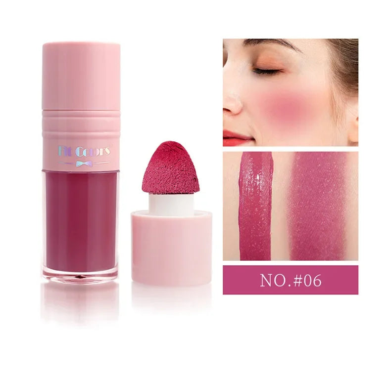 Liquid Cheek Blush Facial Nourishing Blush Gel Cream Waterproof Multi-purpose Eyes&lips Makeup Blush Stick Cosmetics with Sponge