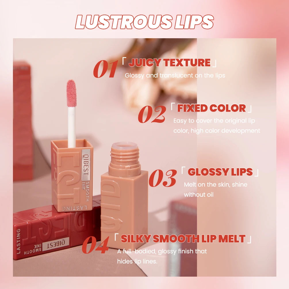 QIBEST Water Gloss Lip Glaze Moisturizing Long Lasting Sexy Red Liquid Lipstick Mirror Glossy Lip Gloss Tint Cosmetics For Women