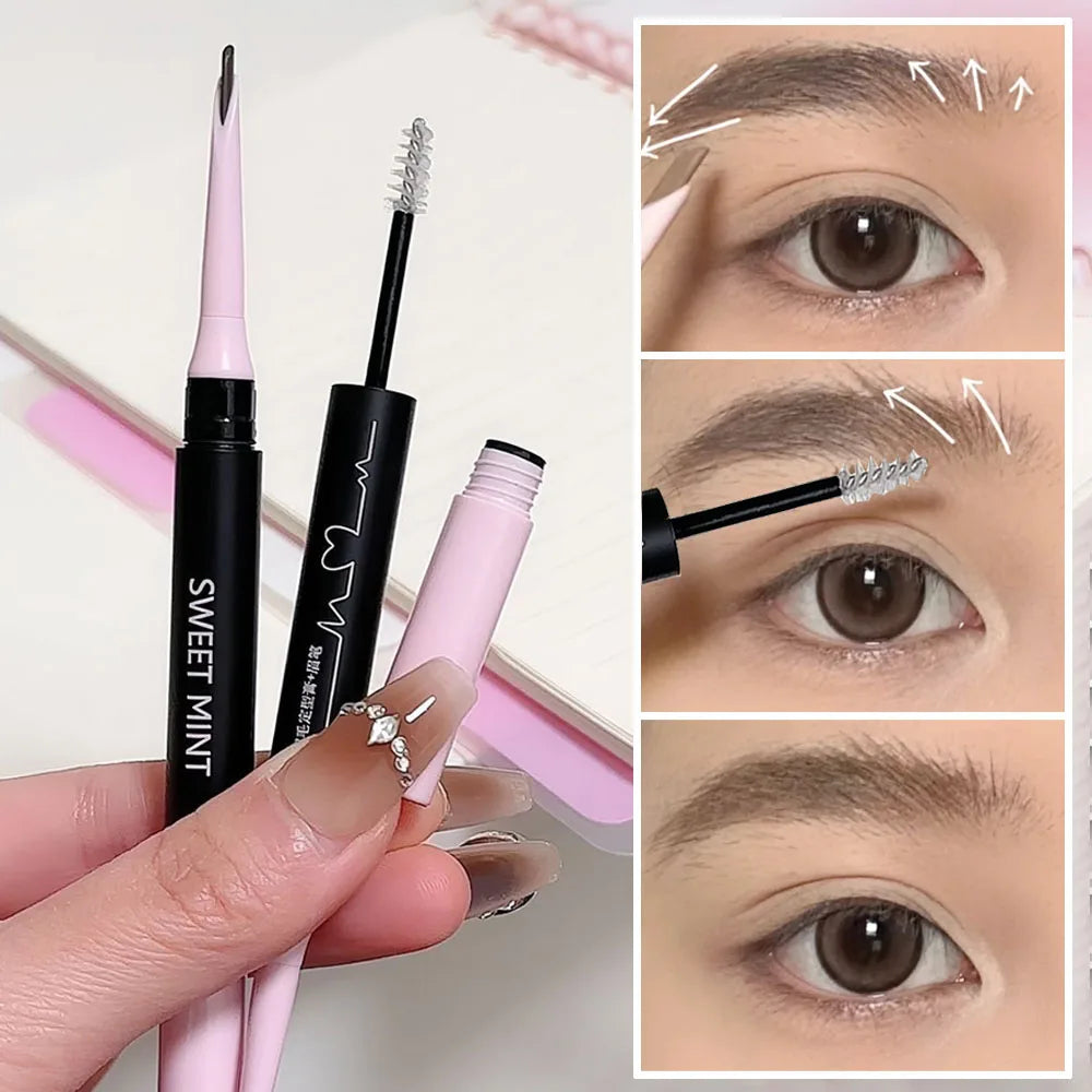 Colorless Eyebrow Gel Styling Eyebrow Pencil 2 in 1 Liquid Transparent Setting Gel Waterproof Makeup Brow Tattoo Pigment Makeup