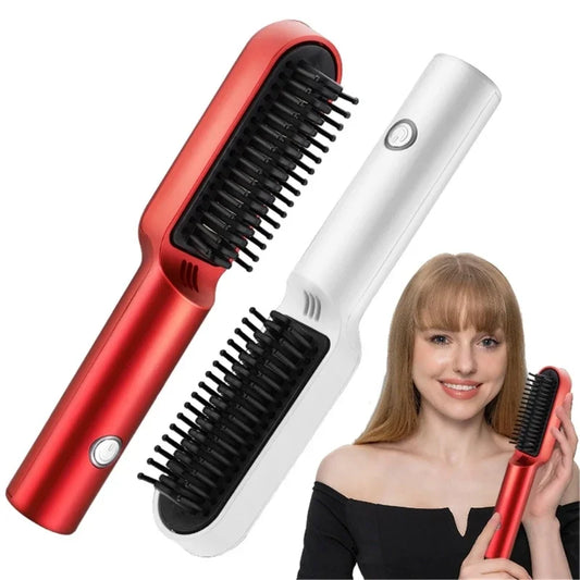 Electric Hot Comb Multifunctional Straight Hair Straightener Comb Professional Straightener Brush with Anti Scald Design