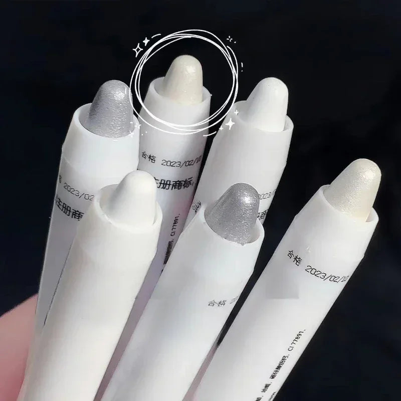 Matte White Lying Silkworm Highlighter Pen Pearlescent Eyeshadow Stick Brightening Pearl Eyeliner Waterproof Glitter Eye Shadow