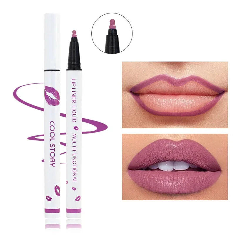 Liquid Lipliner Pencil Long Lasting Lips Cosmetic Tool Matte Soft Lip Liner Stick Quick Drying Smudge Proof Natural Lipstick Pen