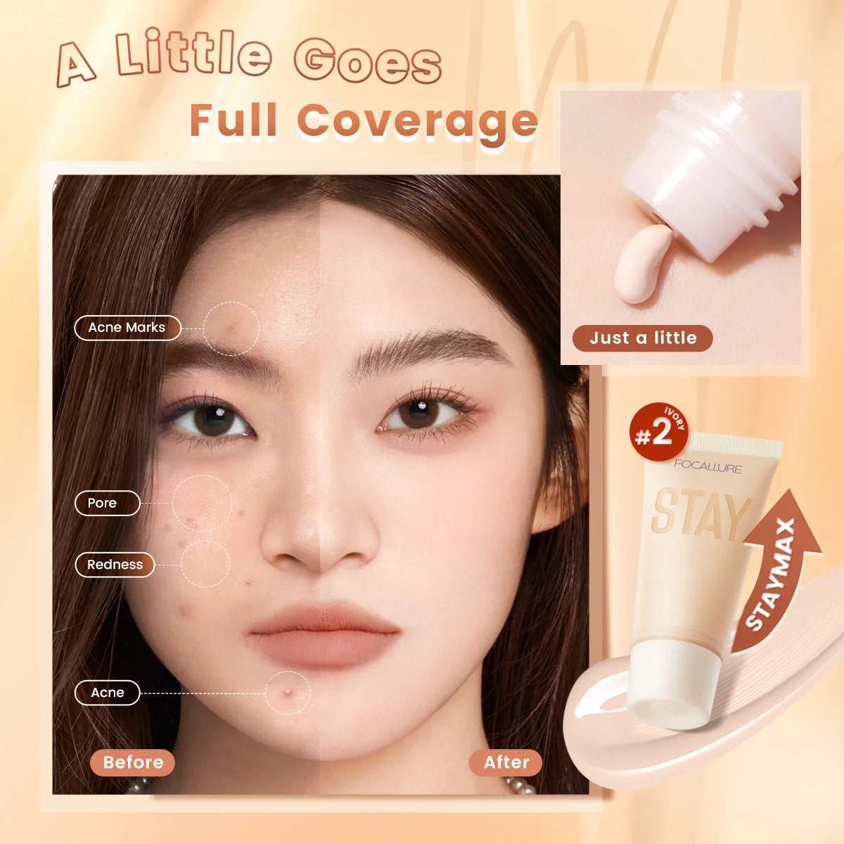 FOCALLURE Pore-Blurring Matte Foundation Cream Lightweight Oil-Control Waterproof Longlasting Face Concealer Makeup Cosmetics