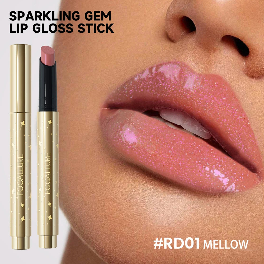 FOCALLURE Pearlescent Lip Gloss Stick Moisturizing Long Lasting Sexy Sparkling Lip Balm Shimmer Lipstick Pen Makeup Cosmetics