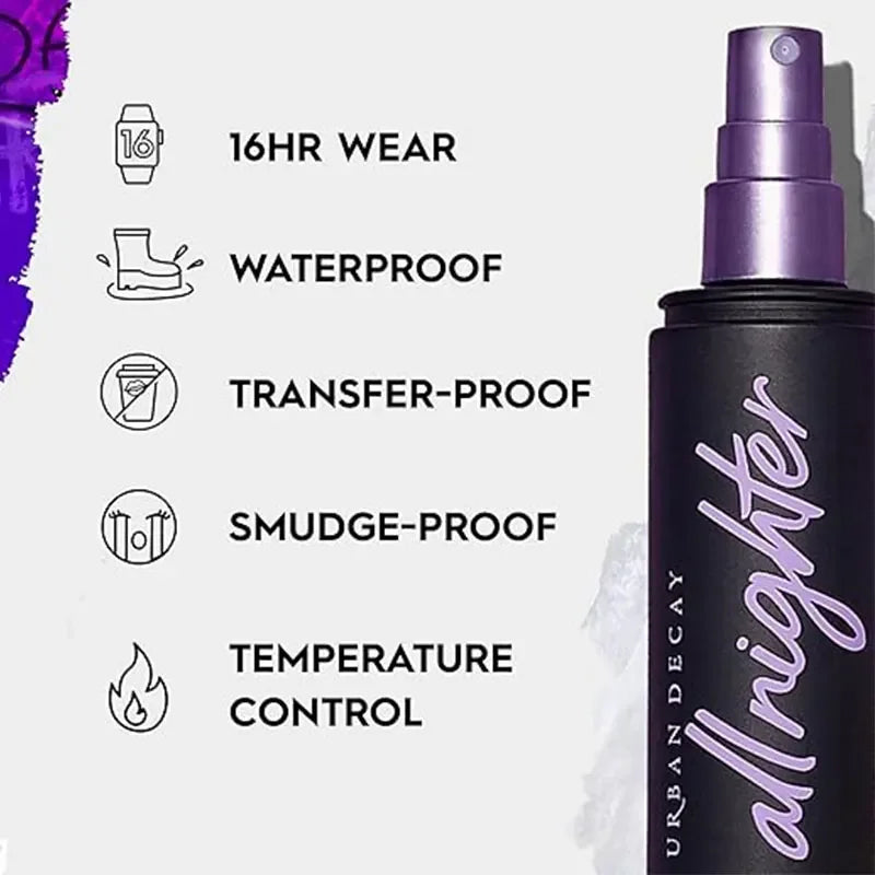 Nighter Waterproof Makeup Setting Spray for Face, Oil-Free, Natural Finish, Matte Non-sticky Spray