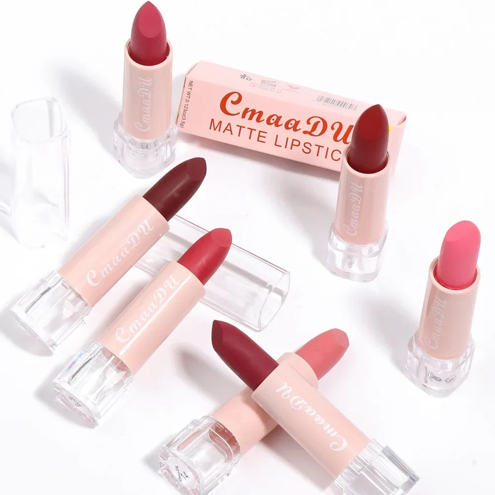 Matte Nude Lipstick Waterproof Long Lasting Non-stick Cup Sexy Red Pink Velvet Lipsticks Women Makeup Cosmetic 15 Colors