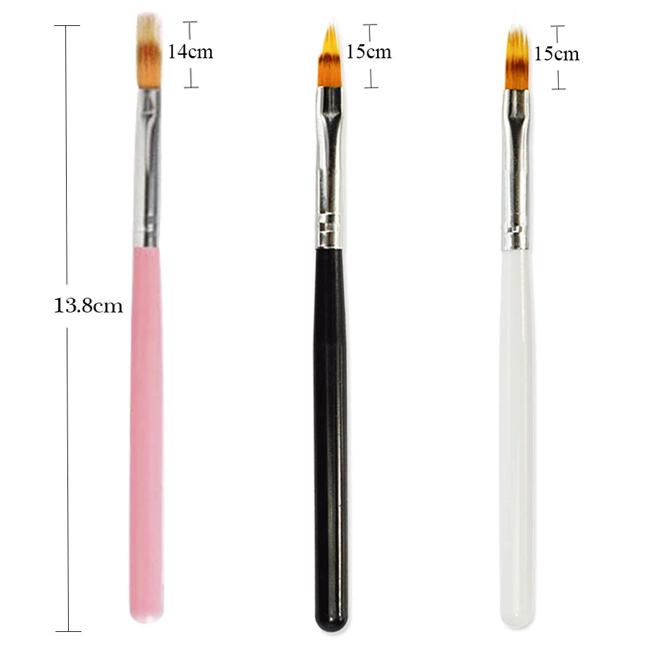 1Pc Professional Soft Gradient Nail Brush Silver Black Drawing Painting Nylon Hair Ombre Brush DIY Gradient UV Gel Nail Brush