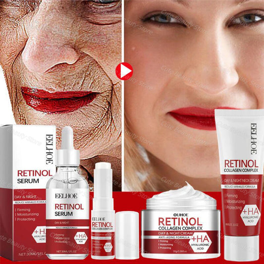 Retinol Wrinkle Remover Facial Serum Set Instant Firming Lift Anti-Aging Cream Fade Fine Lines Whitening Moisturizing Skin Care