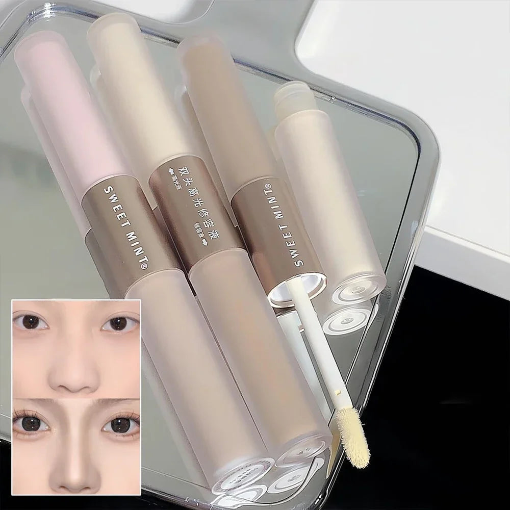 Matte Contouring Bronzer Stick 2 in 1 Highlighter Grey Brown Nose Shadow Cream Double-ended Brighten Highlighter Makeup Cosmetic