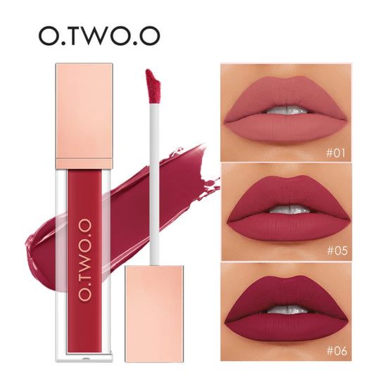 O.TWO.O 12 Color Liquid Lipstick Matte Finish Sexy Silky Lip Gloss Waterproof Kiss-proof Lasting Lip Glaze Lip Tint Cosmetics