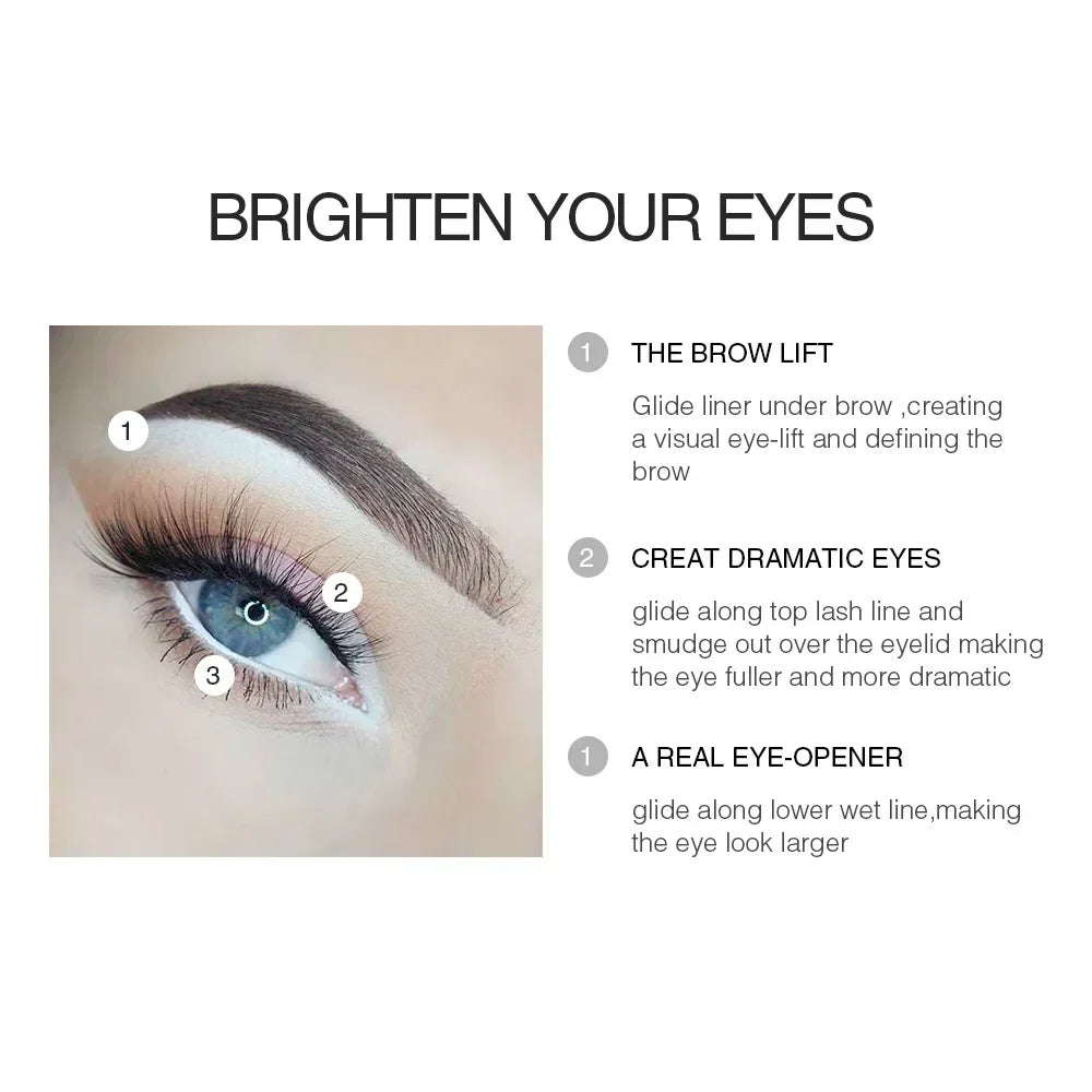 White Eyeliner Makeup Lasting Smooth Matte Eyeliner PencilEasy To Wear Eyes Brightener Waterproof Fashion Eyes Liner Pencils