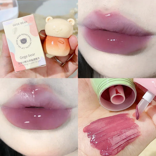 Mirror Water Purple Lip Gloss Mirror Light Jelly Moisturizing Liquid Lipstick Waterproof Non-stick Cup Lip Glaze Korean Cosmetic