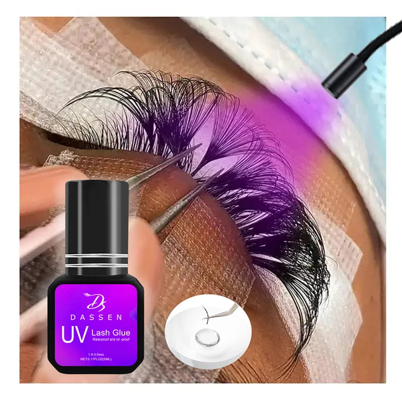 Dassen 5ML Eyelash UV Glue Wholesale 1S Fast Dry Clear Lash Glue Storage False Eyelash Extensions Adhesive Makeup Tools UV Glue