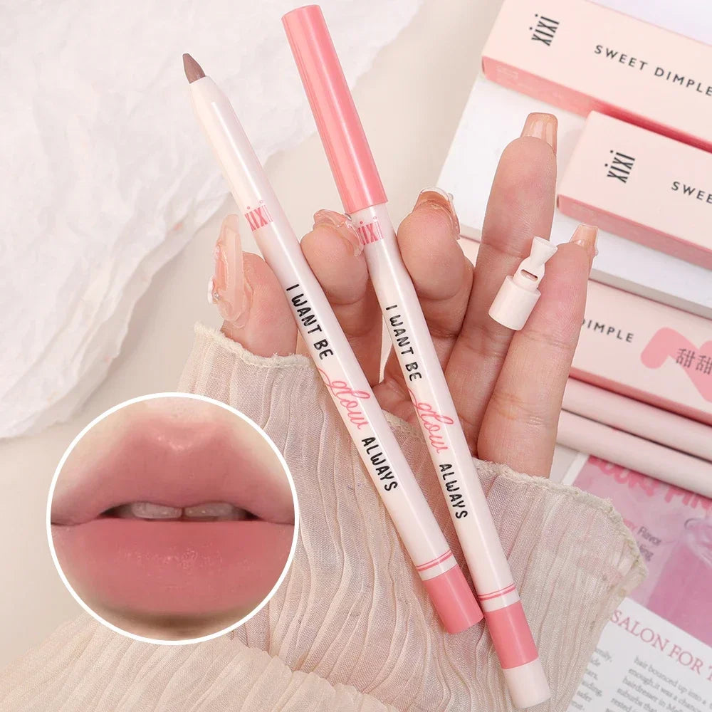 Waterproof Nude Matte Lipliner Pen Natural Outline Lips Contour Lipstick Lasting Non-stick Cup Lips Liner Pencil Woman Cosmetics