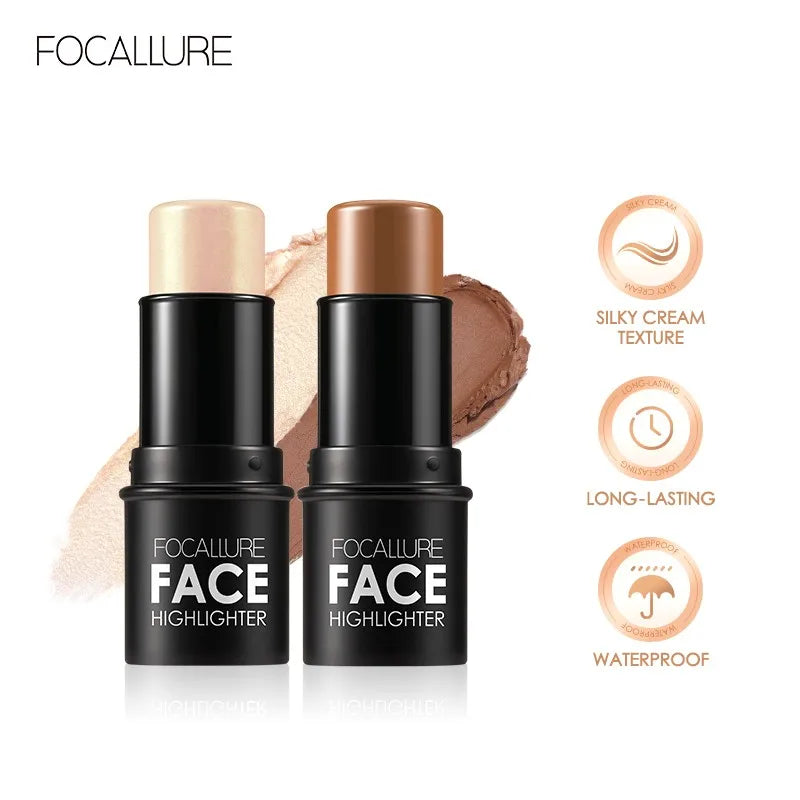 FOCALLURE 18 Colors Highlighter Contouring Stick Highlighting Powder Creamy Texture Shimmer Light Face Blusher Makeup Cosmetics