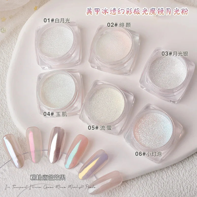 Crystal Plating Nail Powder Clear Ultra Bright Electroplating Effect Moonlight Metallic Powders Mirror Effect Pigment Powder