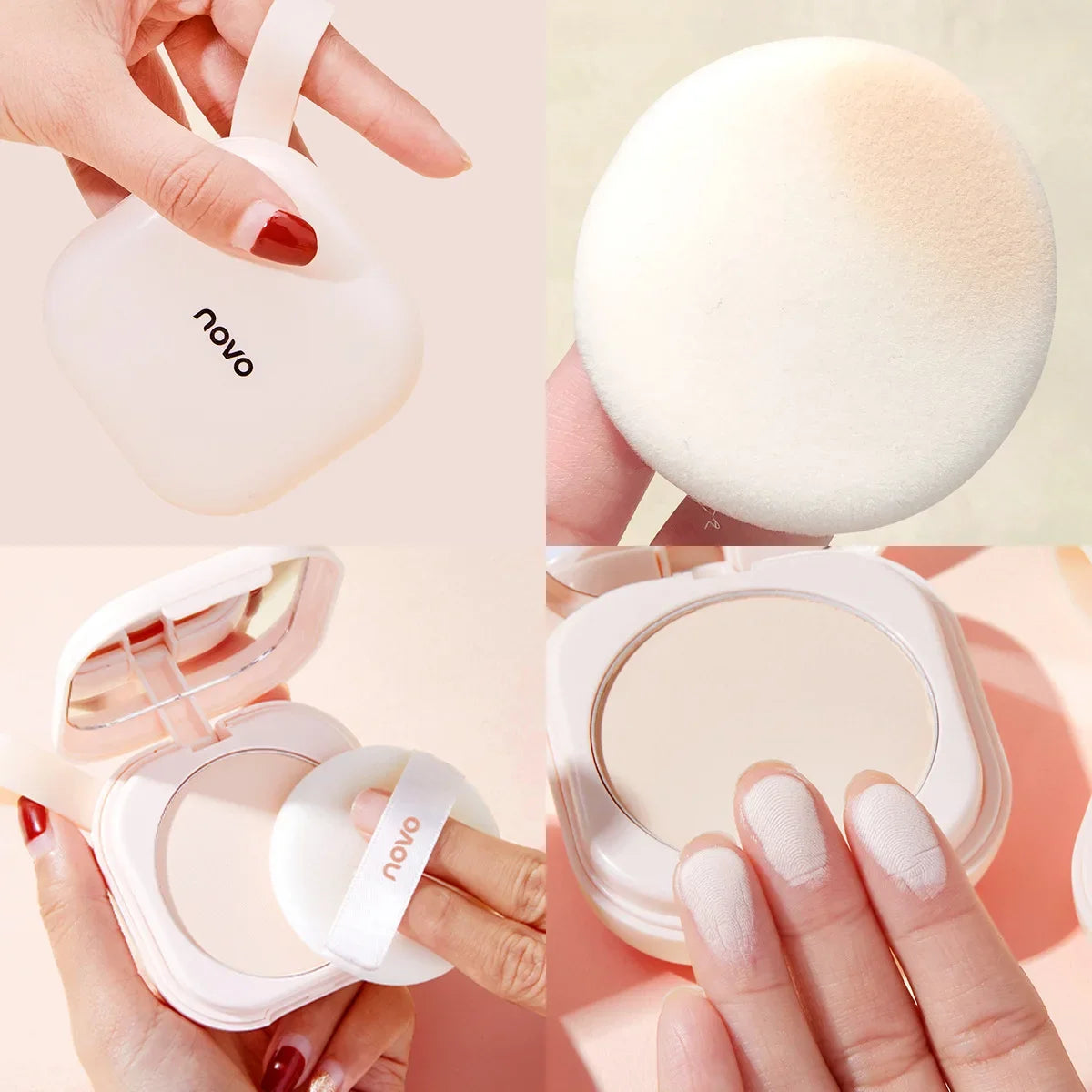 Novo Setting Powder Silky Matte Coverage Oil-controlling Waterproof Longlasting Non-flaking Wet Dry Foundation Cosmetics Makeups