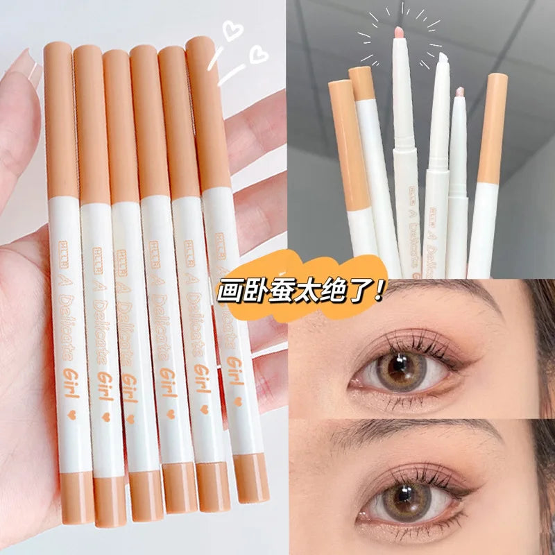 Matte Eyeliner Lying Silkworm Crease Pen Cute Eye Bags Tea Brown Eye Shadow Glitter Waterproof Eyeliner Pencil Cosmetics Makeup